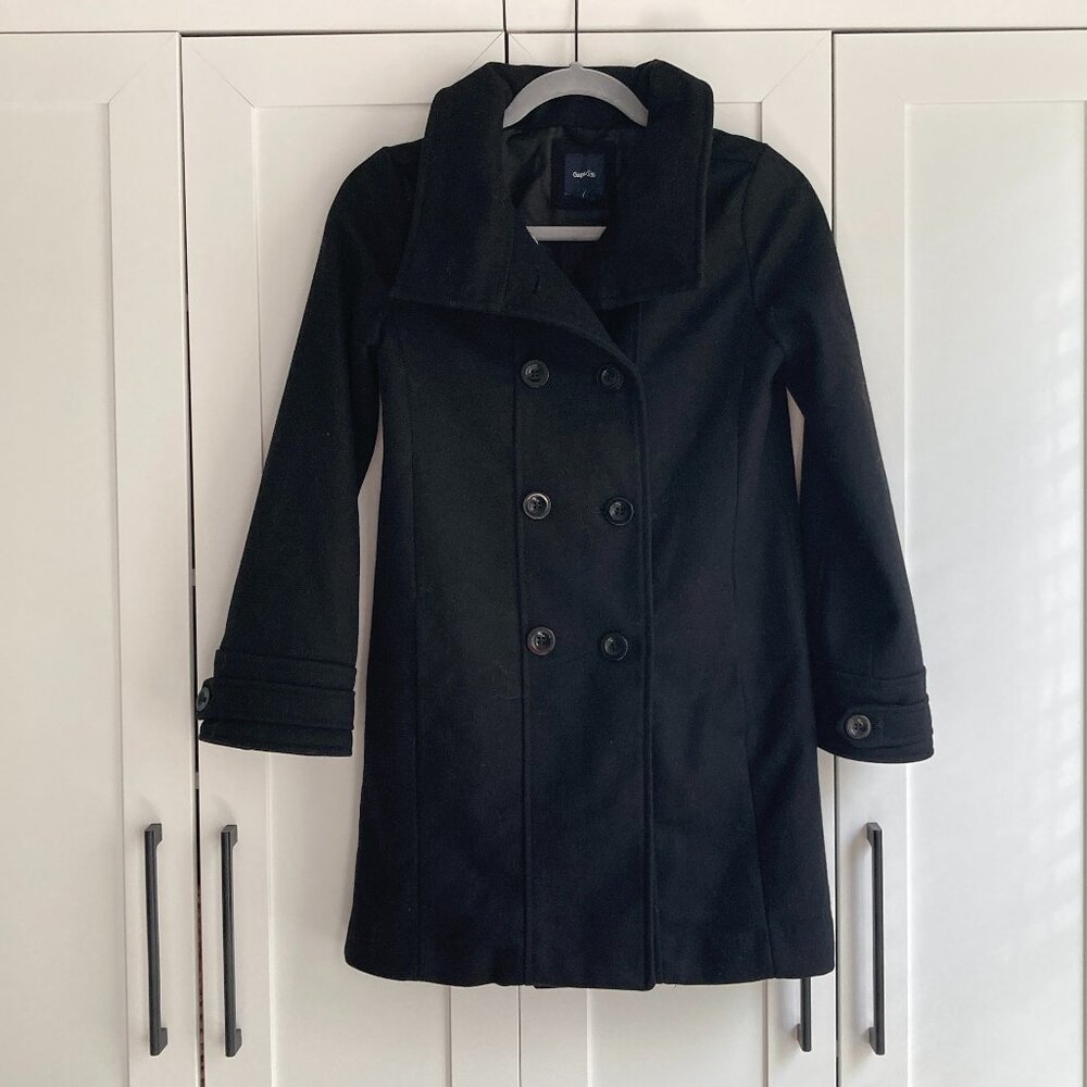 Unisex kids black winter pea coat (Gap Kids)